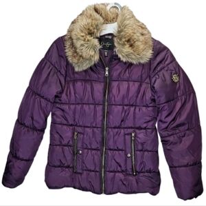 Jessica simpson Puffer Bomber Jacket Comfy Cozy In Season Purple  Size L 14-16